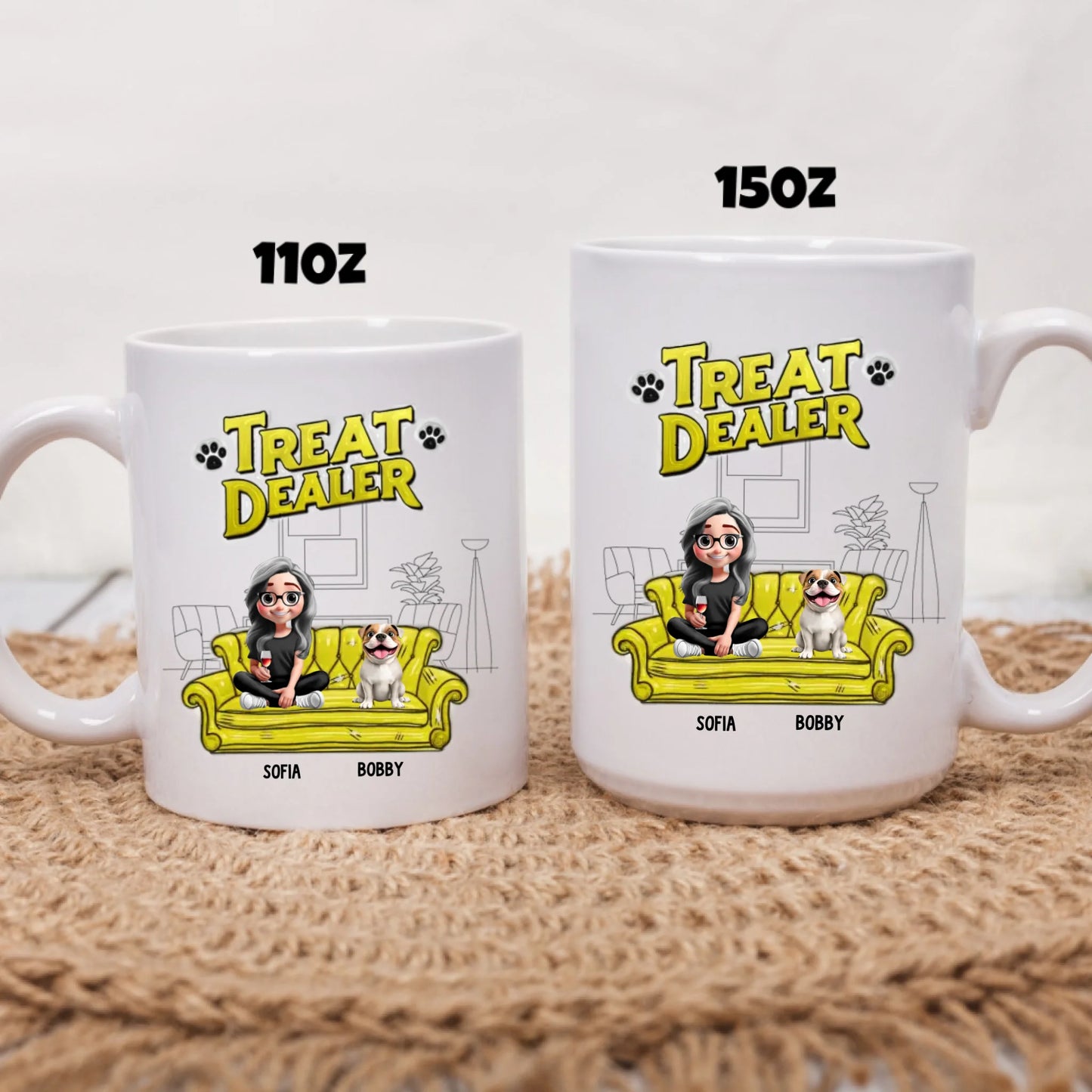 two size white mug