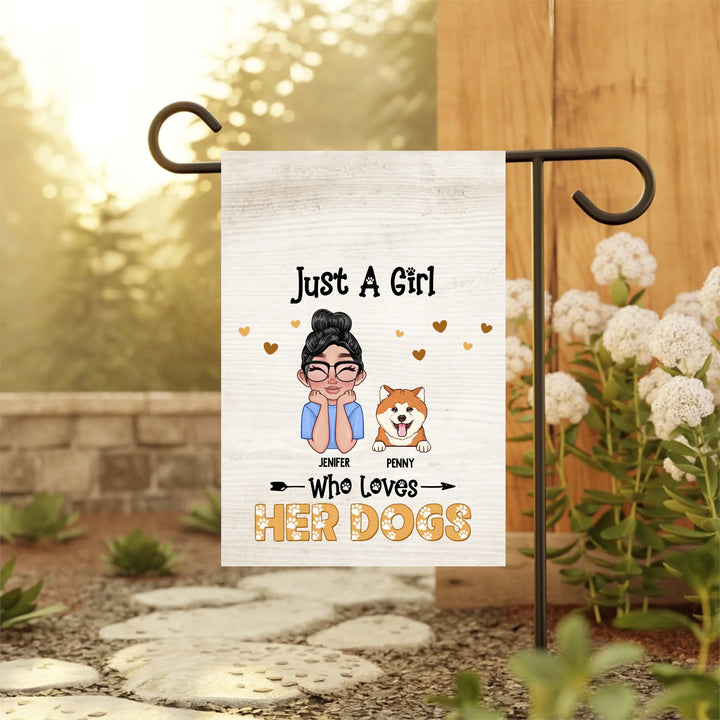 Personalized Just A Girl Who Loves Her Dogs Garden Flag - House Flag