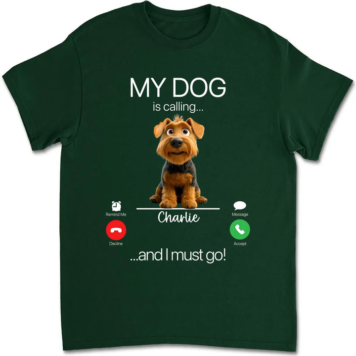 My Dog Is Calling Chibi Cartoon Custom Unisex T Shirt Sweatshirt Hoodie