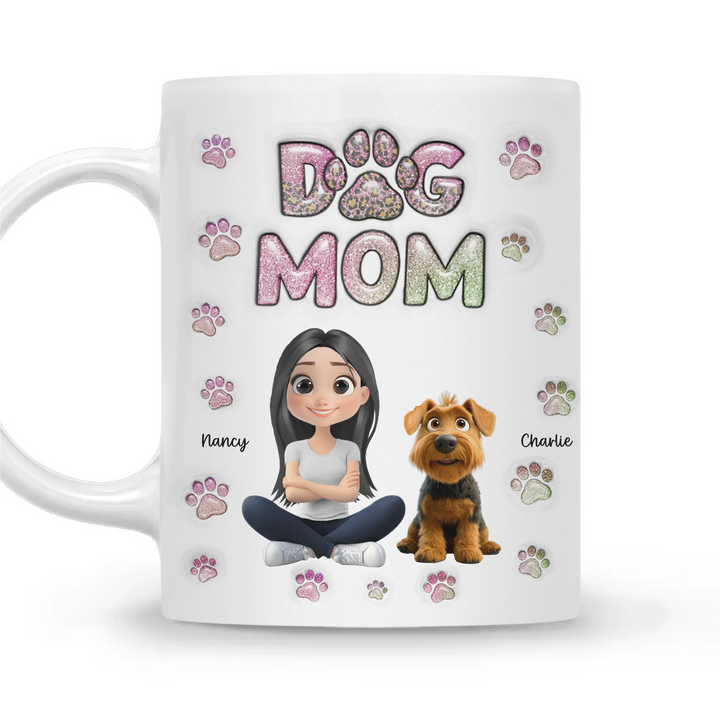 Dog Mom Lovely Chibi - Personalized Custom 3D Inflated Effect Mug