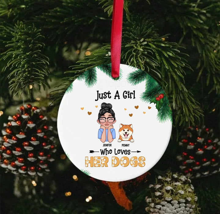 Personalized Just A Girl Who Loves Her Dogs Ornaments