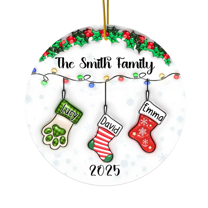 Personalized Family Christmas Stocking Custom Ornament