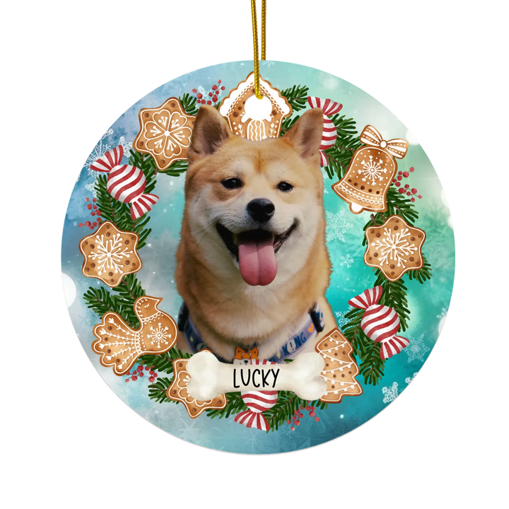 Personalized Dog Ceramic Christmas Ornament – Upload Photo Custom Pet Decoration
