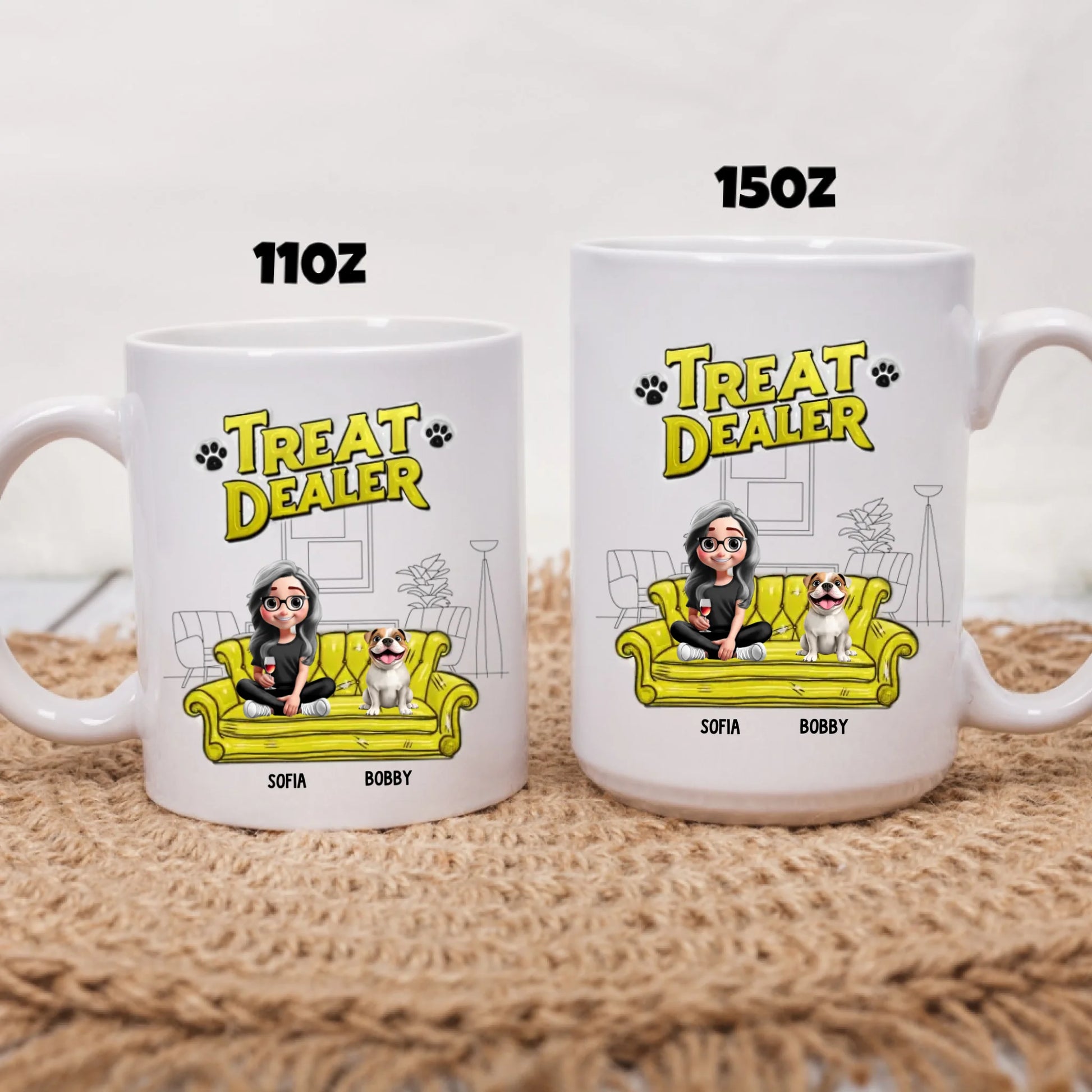two size white mug