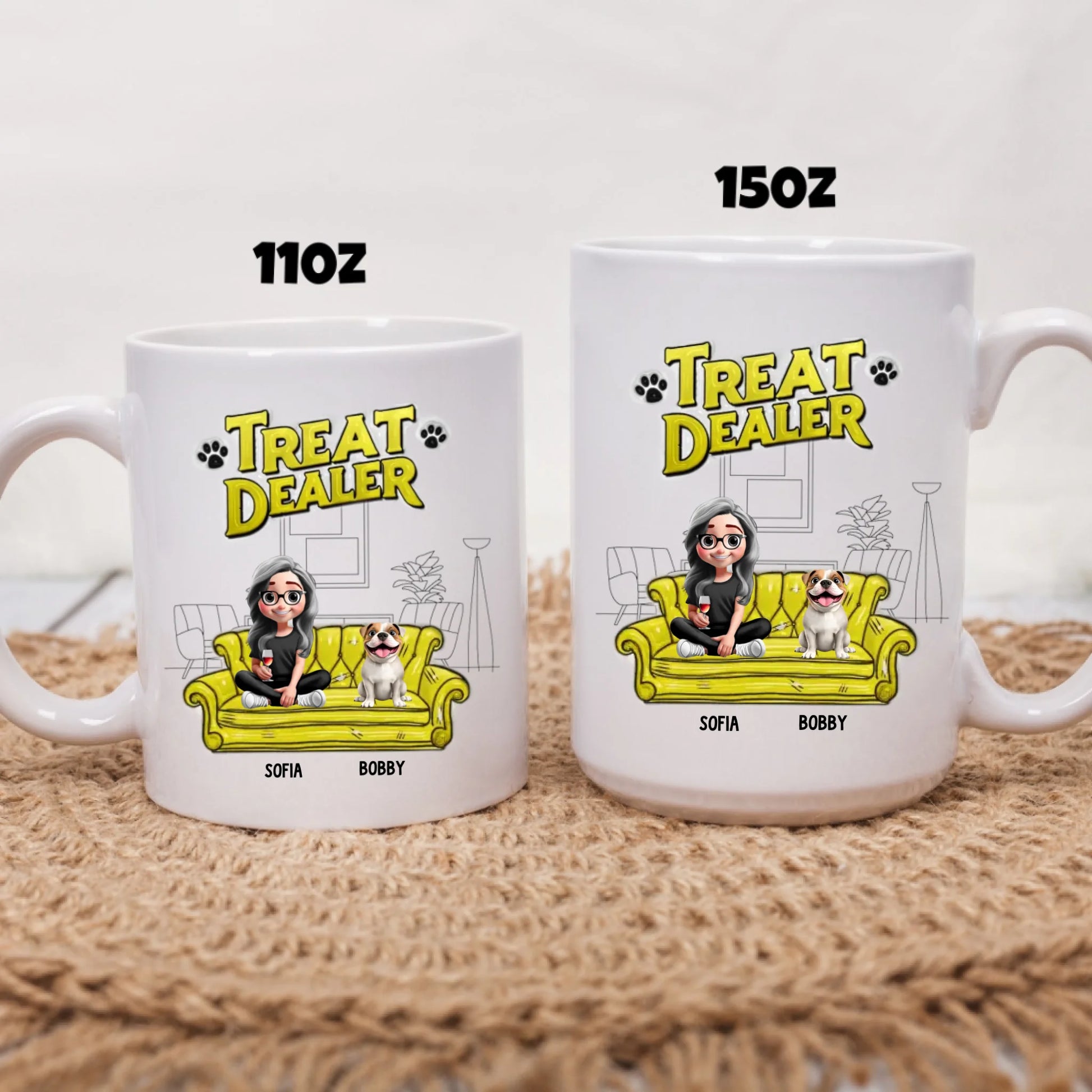 two size white mug